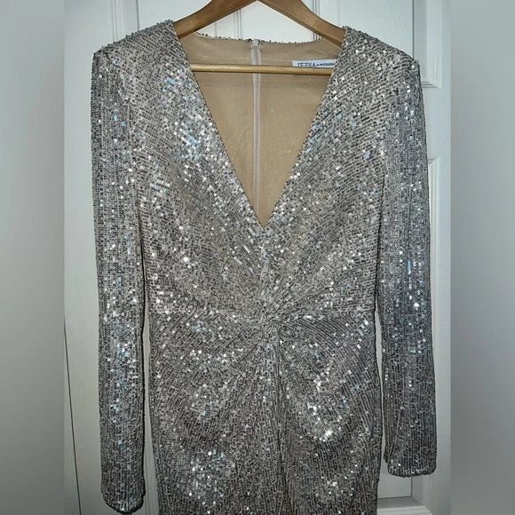 👗 NWT! Mac Duggal Sequin Knotted Hi Low  Dress - Picture 8 of 11